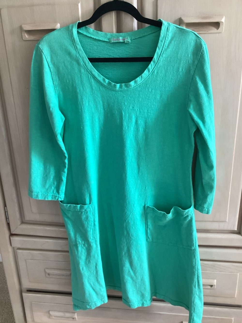 Fresh Produce Womens green Knee Length Knit Dress Lg Pockets